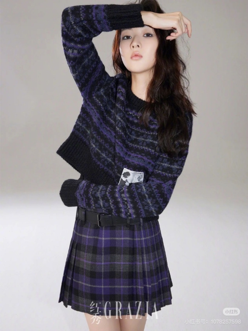 Dior MissDior Mystical Purple Fair Isle Pattern Wool Sweater