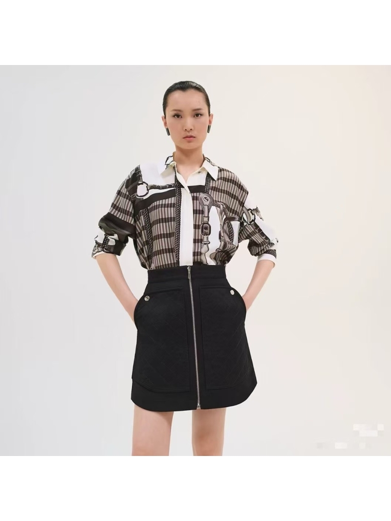 Hermès Saddle Buckle Print Silk Shirt