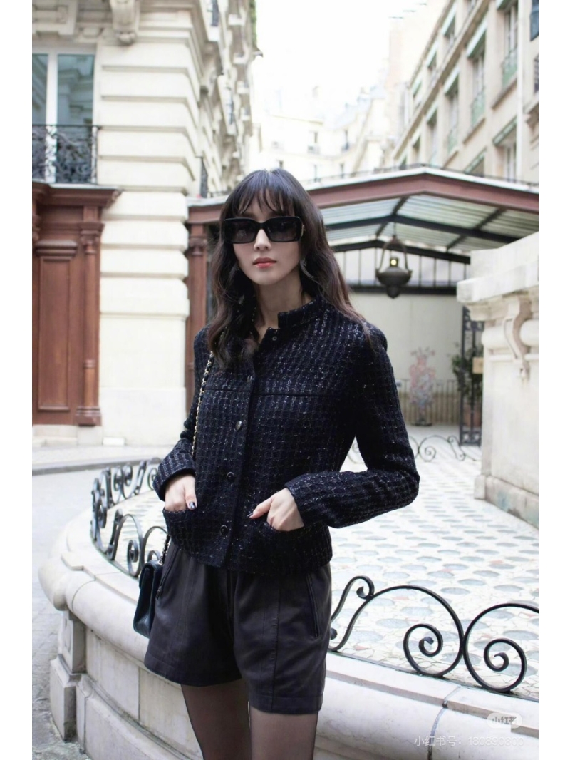 Chanel Coco25C Black Sequin Tweed Wool Jacket