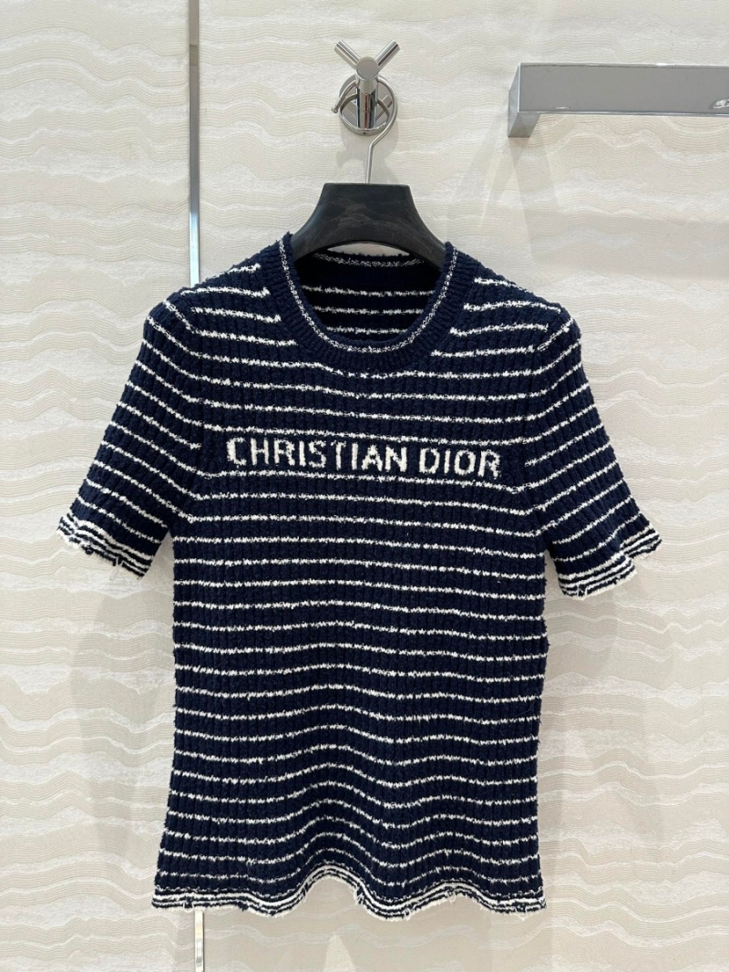 Dior Miss Dior Limited Edition Nautical Striped Knit Top - Navy and White