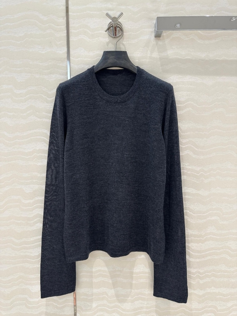 Saint Laurent YSL Slim-Fit Collection Ultra-Fine Wool Knit Top. Charcoal Grey