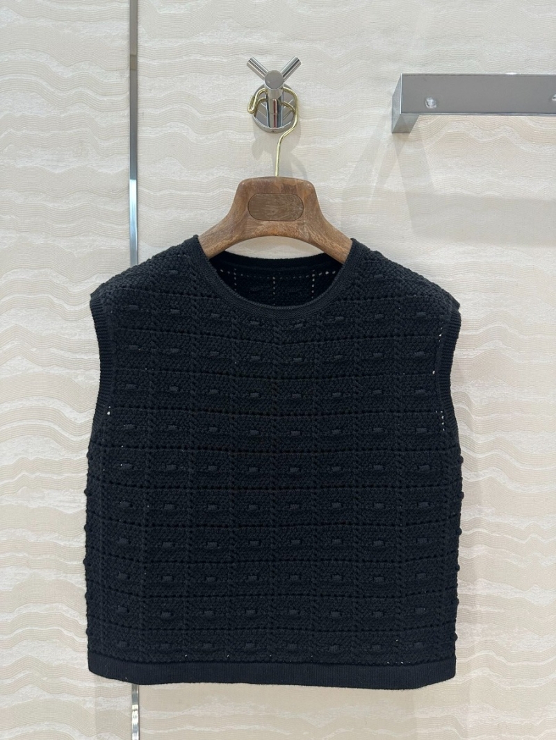 Loro Piana 25S Spring/Summer Collection Luxurious Crochet Knit Top Black