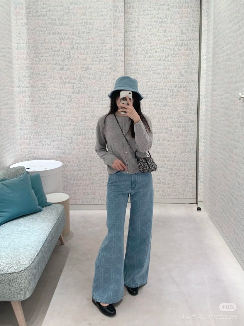 Dior Miss Dior Collection Vintage-Inspired Straight-Leg Denim Pants Blue