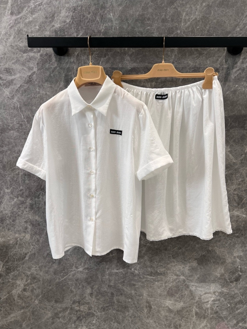 MiuMiu 25SS Spring/Summer Collection Embroidered White Skirt