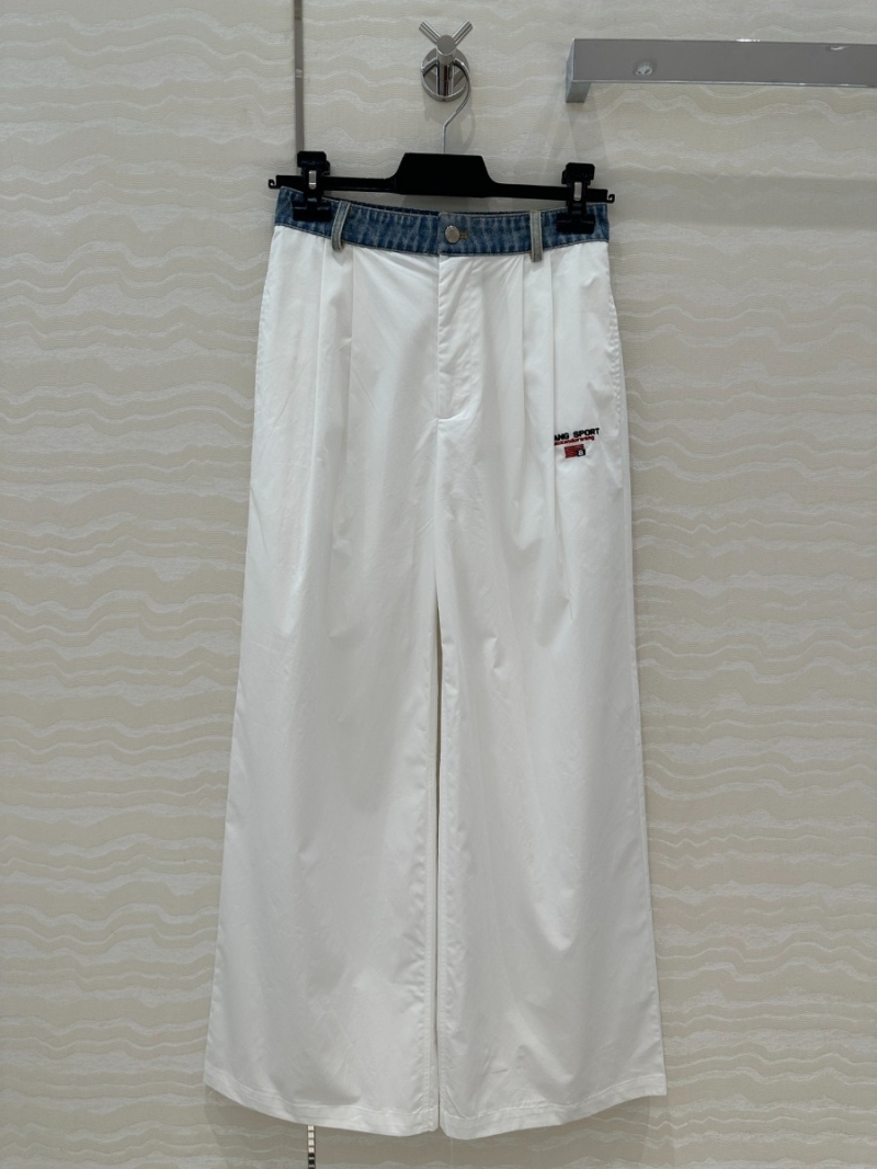 Alexander Wang Denim Fusion Sleek Wide-Leg Pants in White