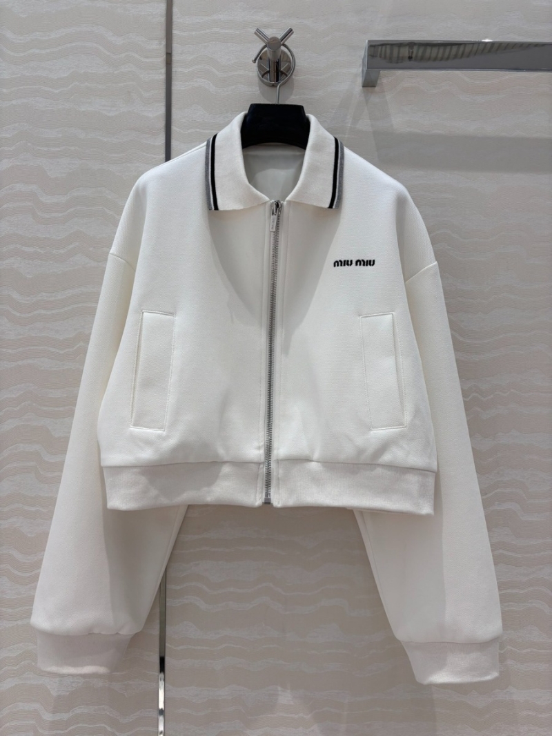 Miu Miu Retro Sweet Cropped Zip-Up Jacket White