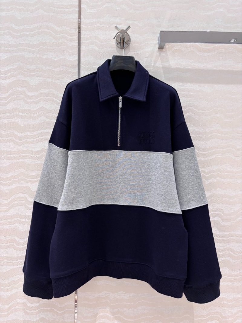 Miu Miu Retro Oversized Colorblock Sweatshirt Navy-Grey