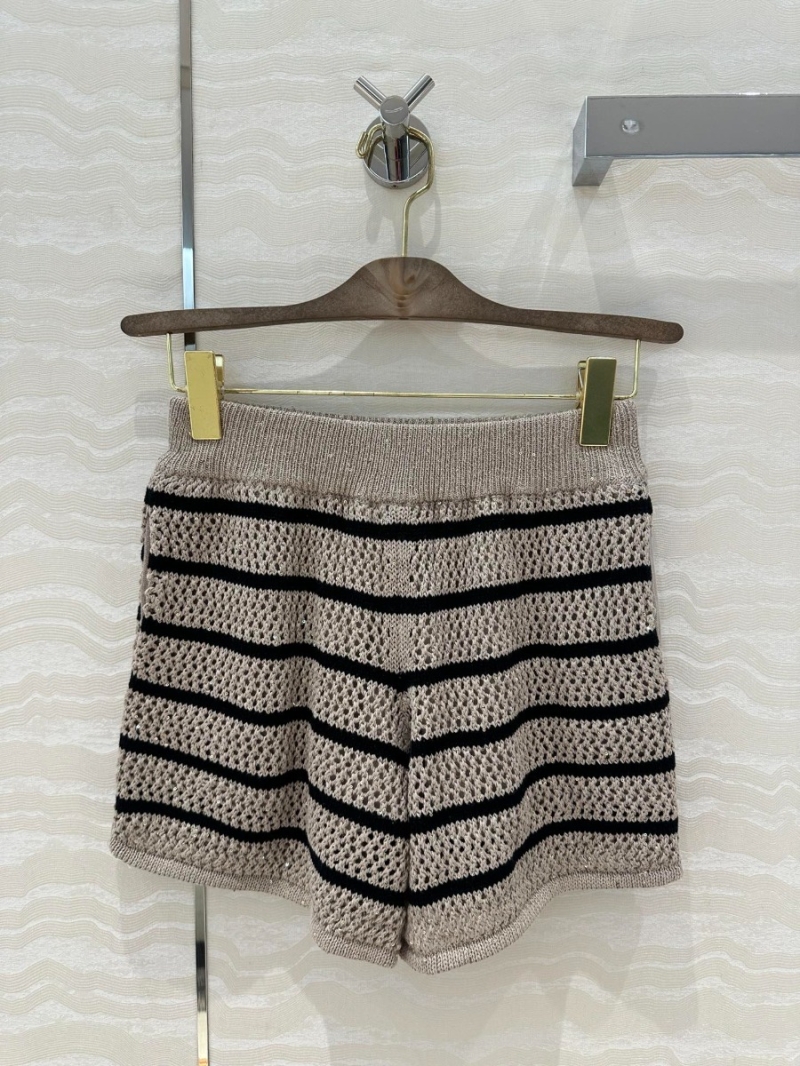 Brunello Cucinelli Italian Aesthetic Striped Luxury Shorts Beige