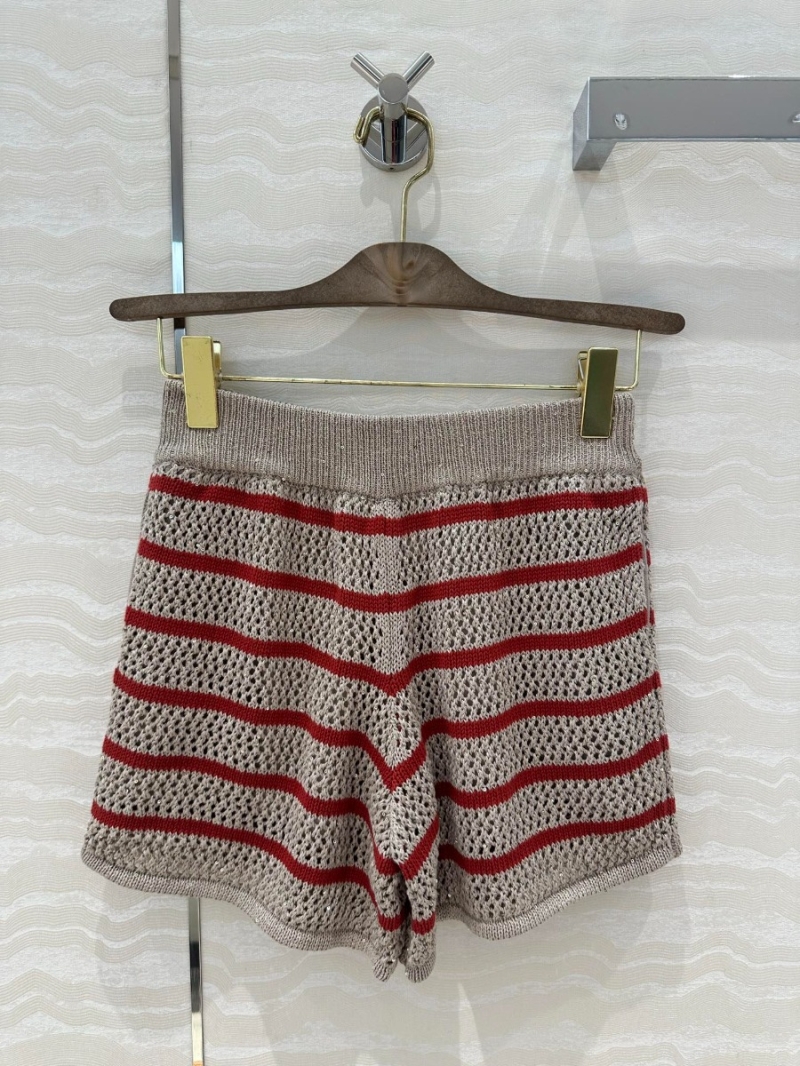 Brunello Cucinelli Italian Aesthetic Striped Luxury Shorts Red