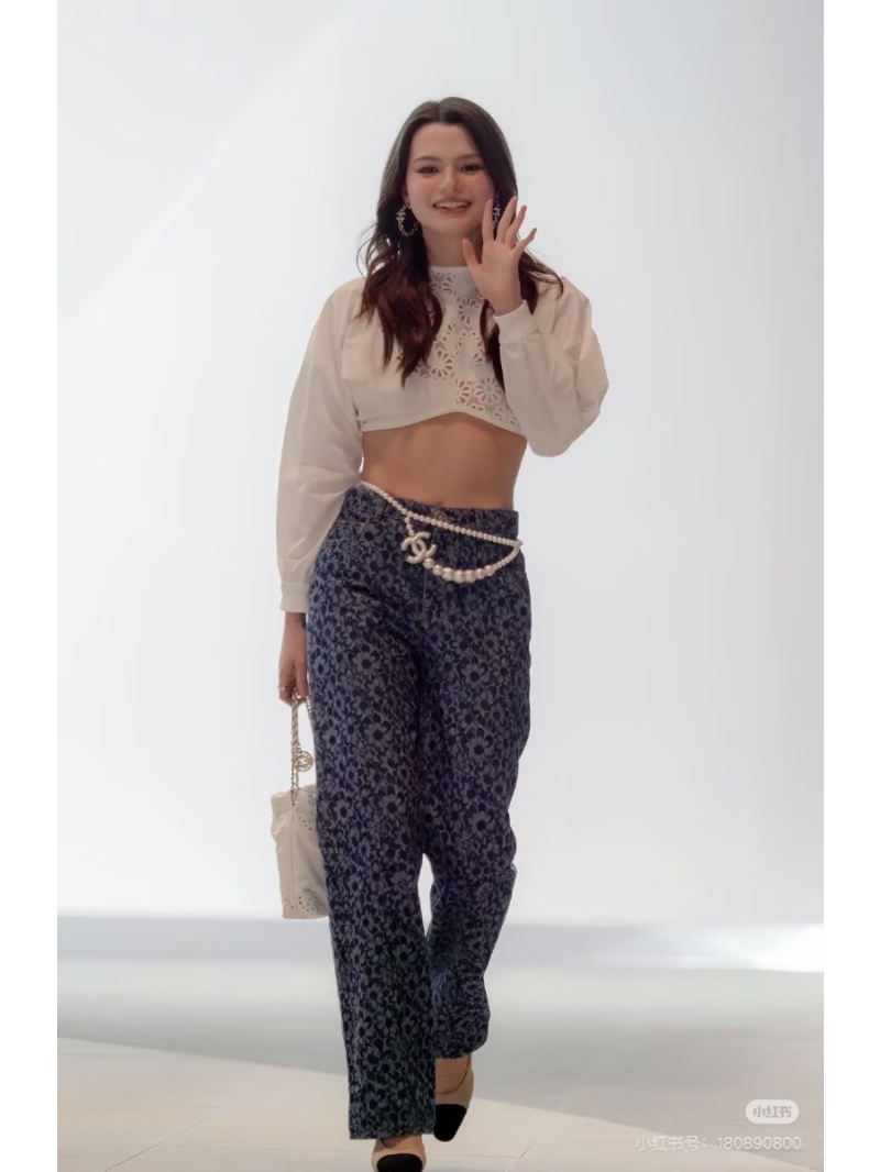 Chanel Coco Girl French Lace-Back Shirt White