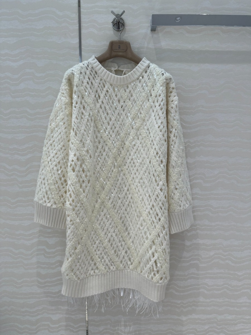 Brunello Cucinelli Limited Edition Luxe Knit Dress Set Cream