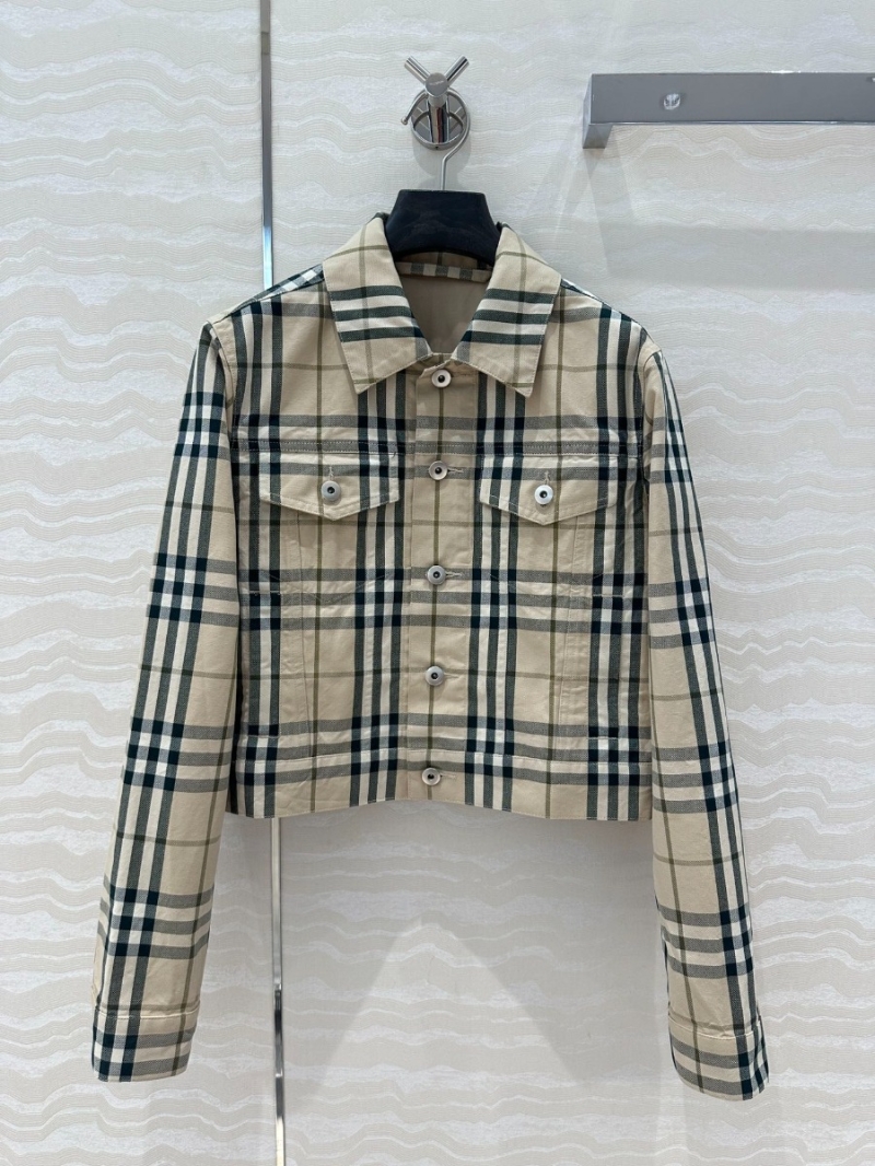Burberry Vintage Classic Plaid Jacket Beige with White