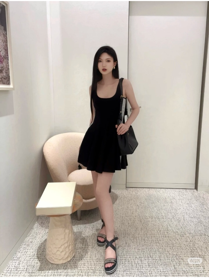 Dior MissDior Sporty Tennis Knit Dress Black