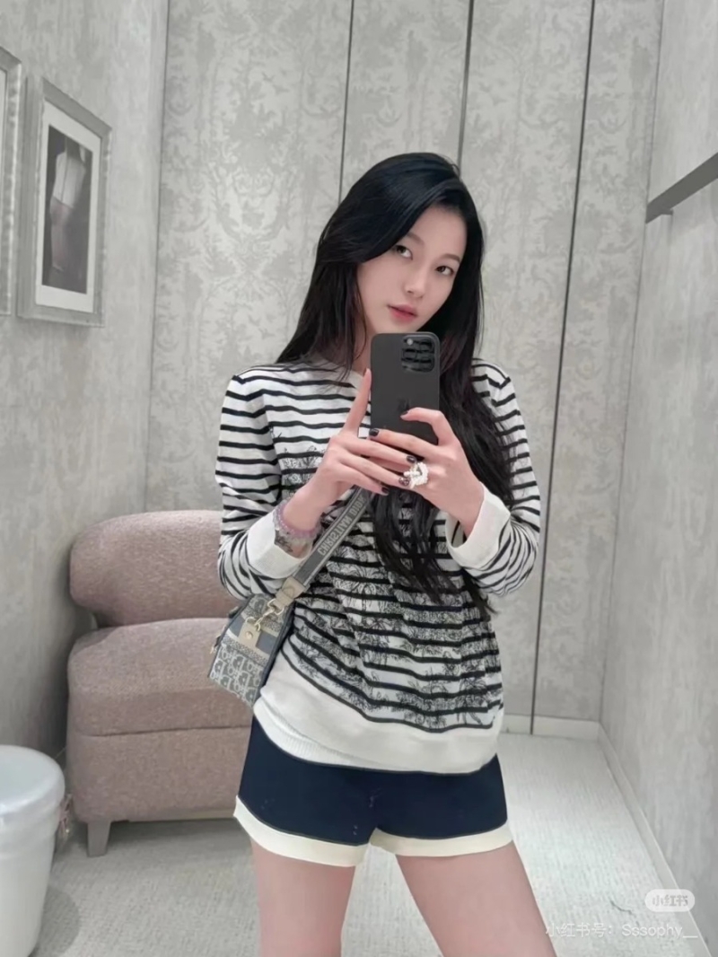 Dior MissDior Elegant Striped Island Print Knit Top
