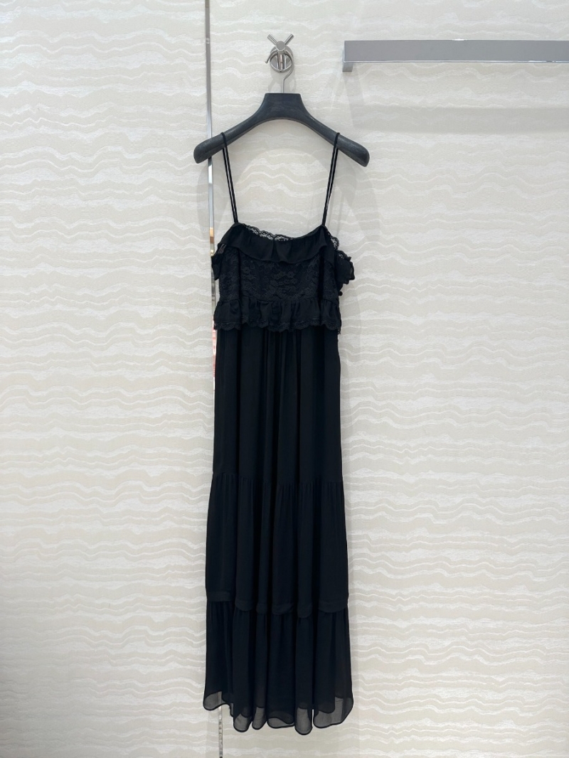 Chloe South France Vacation Elegant Strap Dress Black