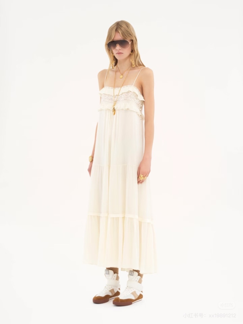 Chloe South France Vacation Elegant Strap Dress White