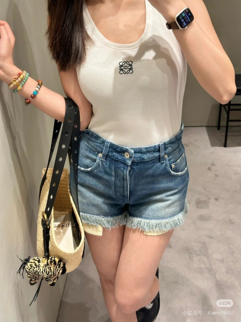 Loewe Retro Distressed Denim Shorts Blue Wash