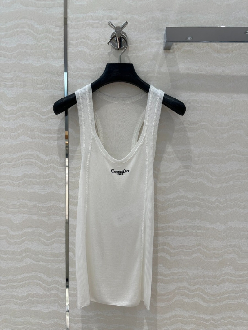 Dior Miss Dior Elegant Knit Tank Top Solid White
