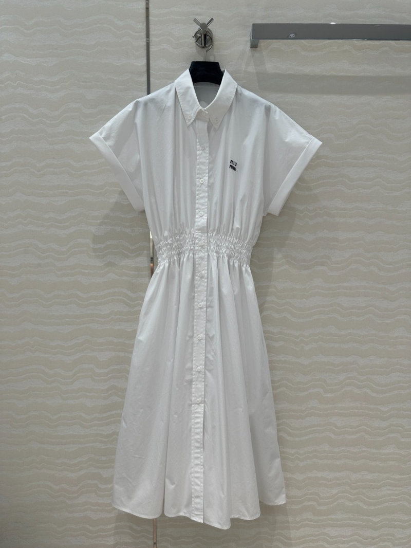 Miu Miu Exclusive Spring Summer College Style Shirt Dress White