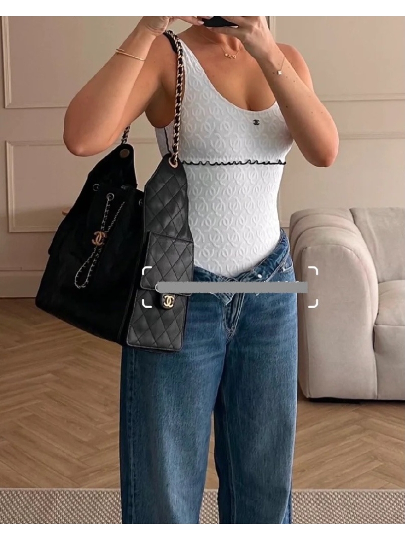 Chanel Coco Limited Edition Double C Logo Swimsuit White