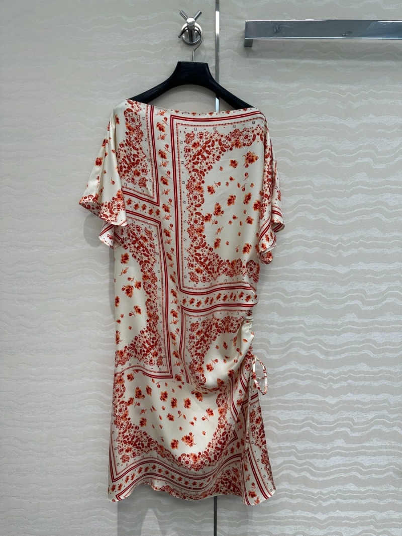 Fendi 25ss Holiday Collection Exclusive Printed Silk Dress