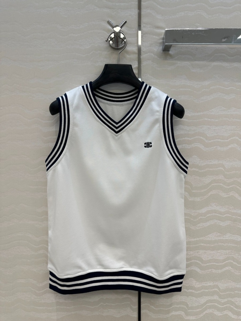 Celine 25SS Exclusive White Baseball Vest Top
