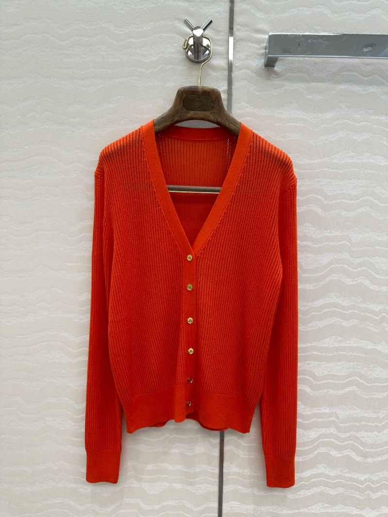 Loro Piana Exclusive V-Neck Knitted Cardigan Orange