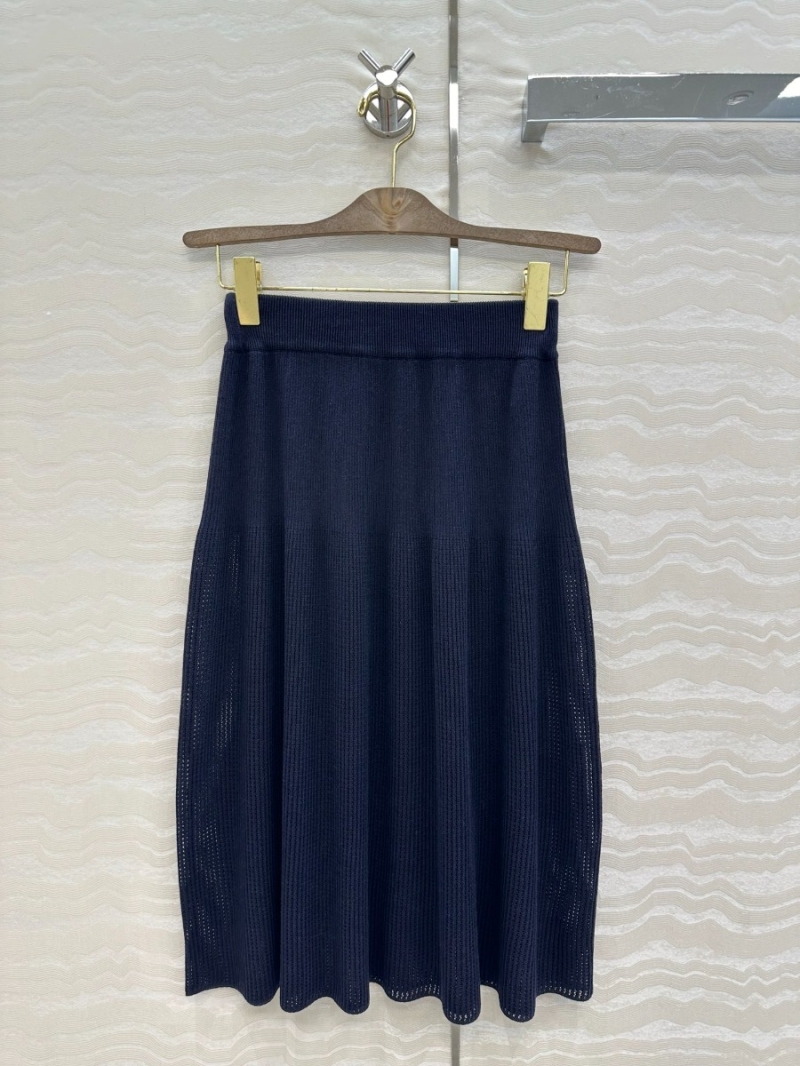 Loro Piana Exclusive Imported Knitted Midi Skirt Navy - Elegant Minimalist Style