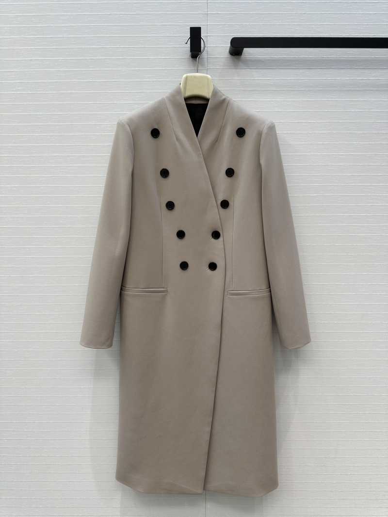 Alaia Exclusive A-Line Double-Breasted Wool-Blend Coat in Beige