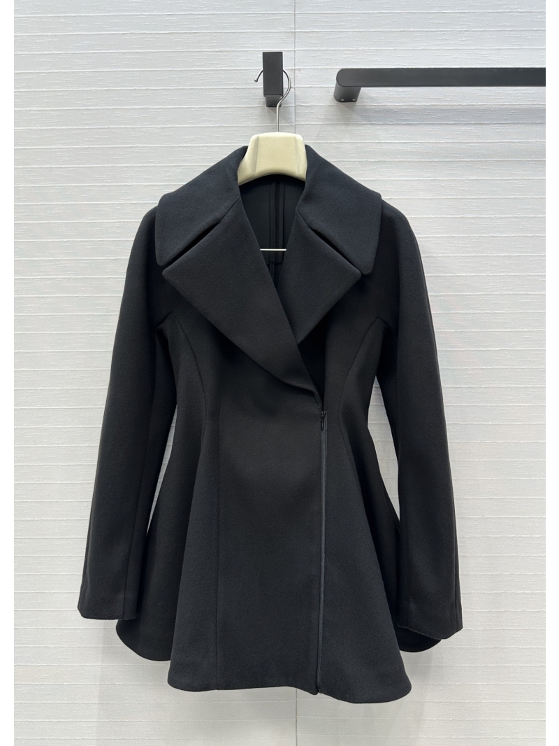 Alaia Black Wool-Blend Flared Waistcoat Dress with Sculpted Lapels