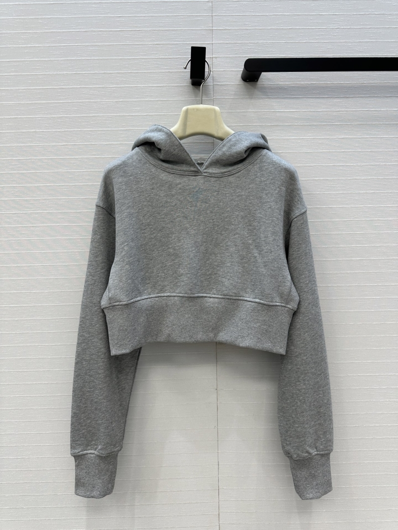 Alaia Grey Cropped Hoodie | Premium Cotton Blend | Sporty Girl-Style | Minimalist Design
