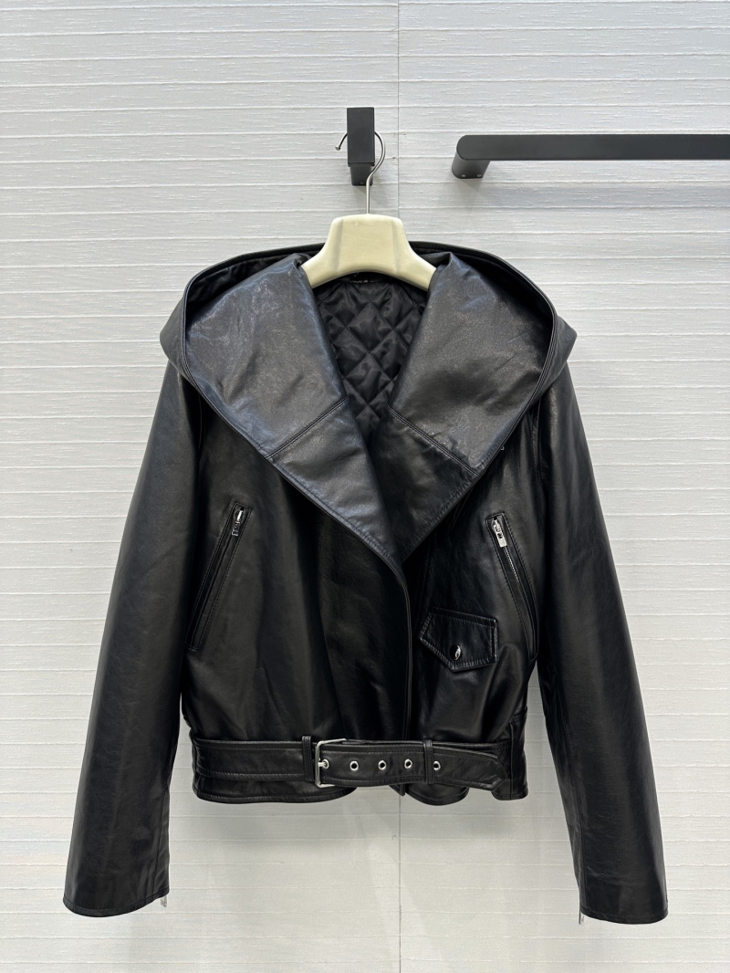 Alaia Modern Biker-Style Leather Jacket in 100% Sheepskin with Quilted Lining