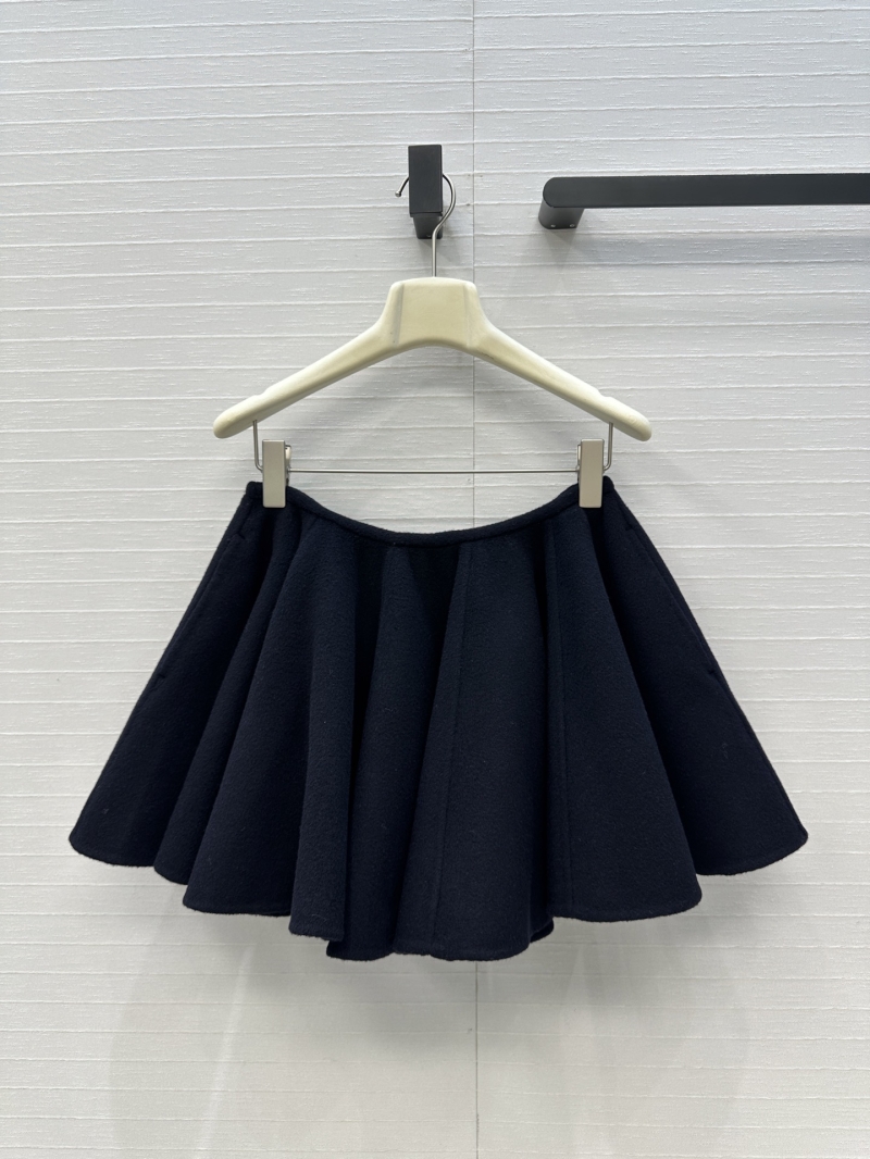 Alaia Deep Navy Blue Wool-Cashmere Blend Ruffled Flare Mini Skirt | Low-Rise A-Line | Handcrafted Luxury