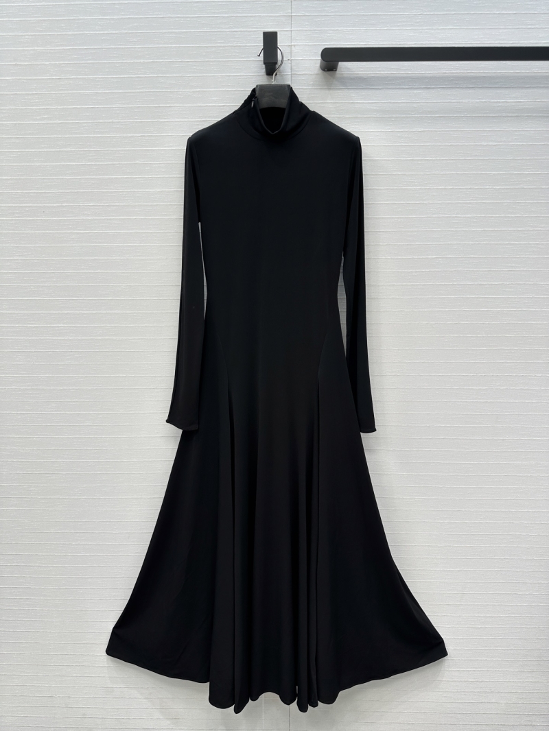Alaia Heart-Back Long Dress in High-Elasticity Knit, Black, Exclusive Turtleneck Cutout Maxi