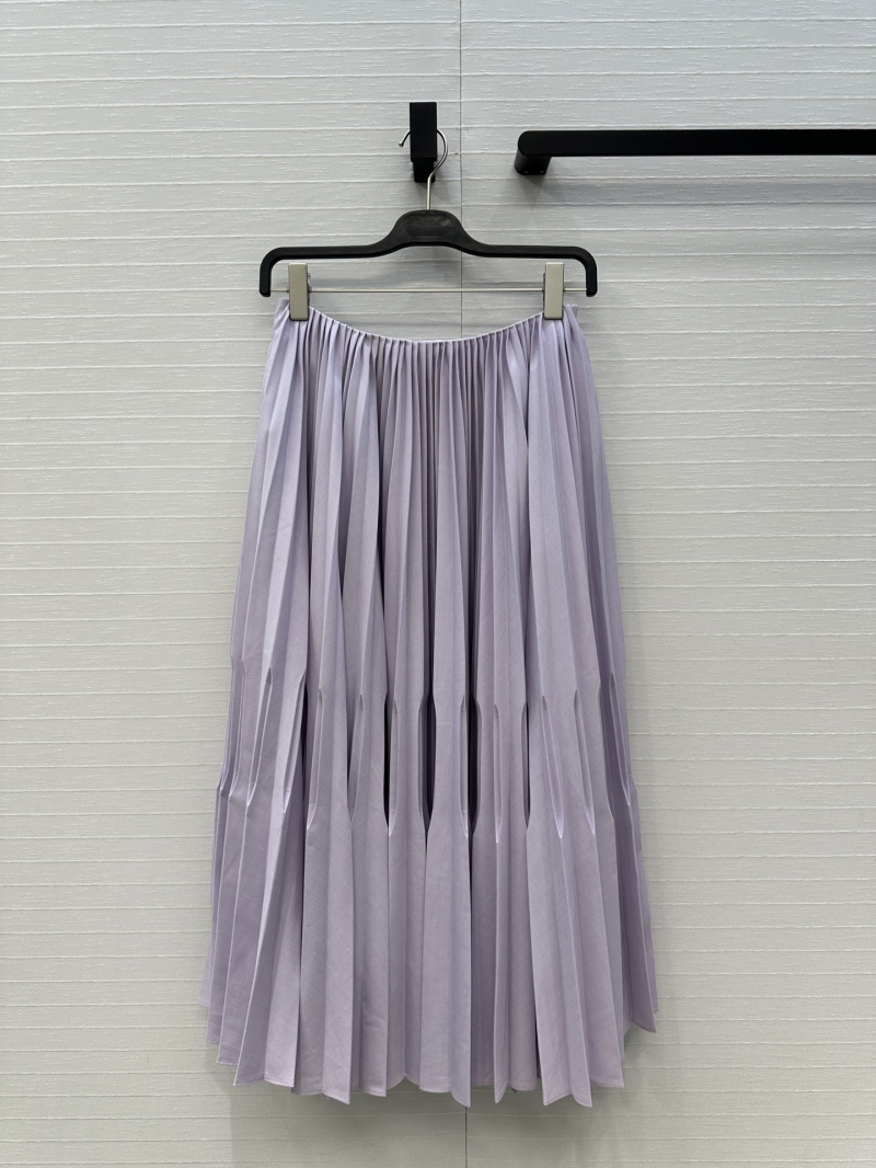 Alaia Sculptural Pleated Midi Skirt in Lilac - Low Waist A-Line Skirt with Custom Double-Fold Concave Pleats