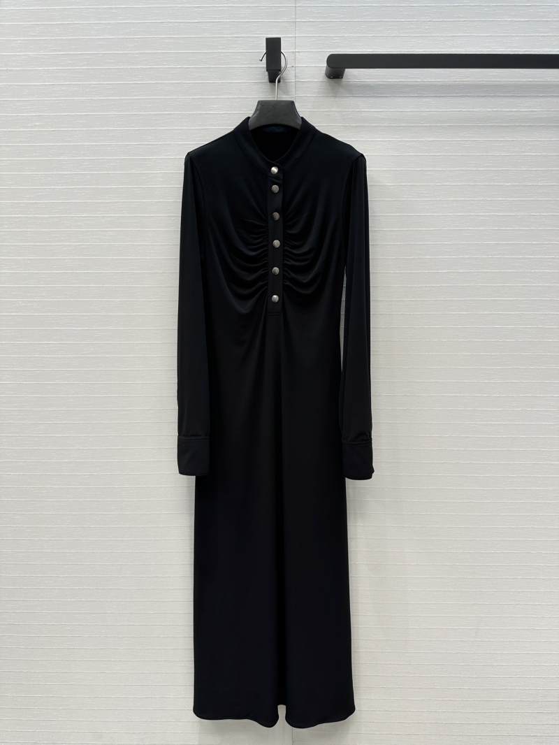 Alaia Opulent Ruched Stand-Up Collar Dress in Black | Elevated Minimalist Style