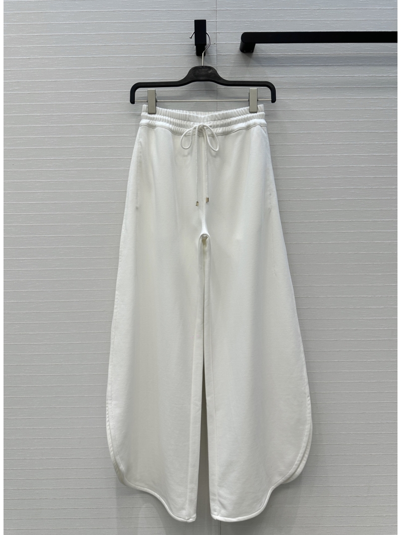 Alaia Petal-Edge Pure Cotton Relaxed Casual Trousers in White