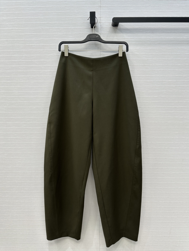 Alaia Imported Texture Olive Green Curved Scimitar Trousers