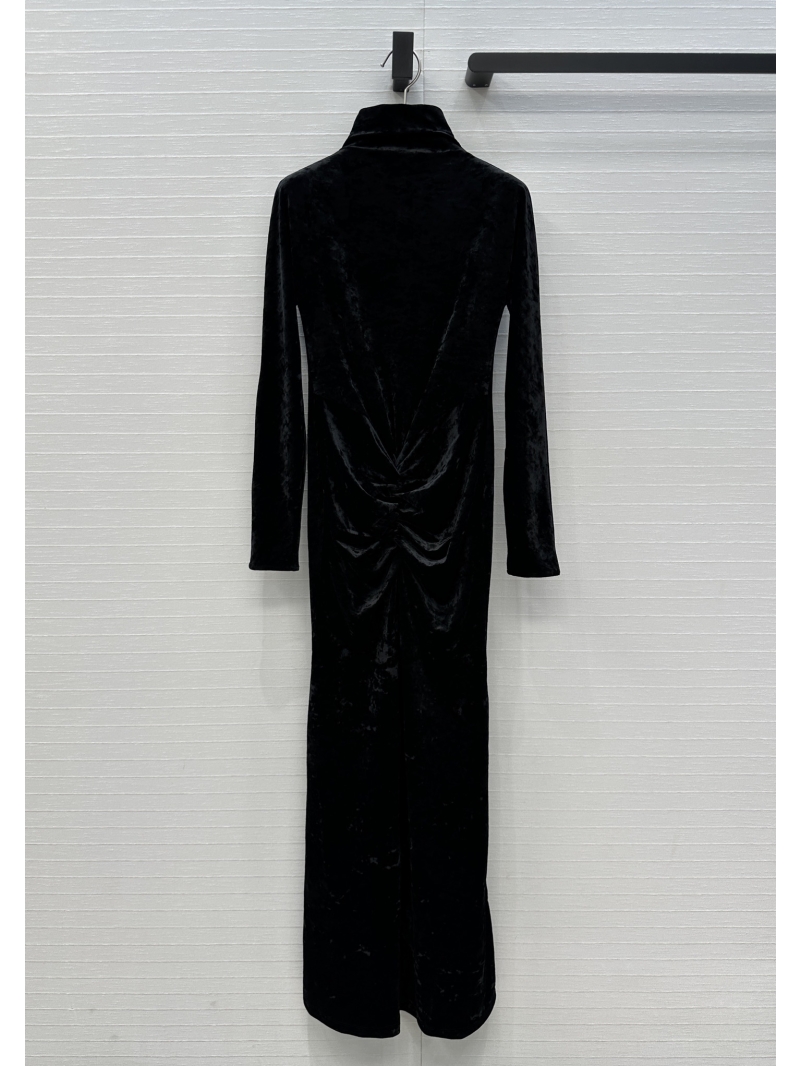 Alaia Sumptuous Black Velvet Black Swan Ruched Evening Gown