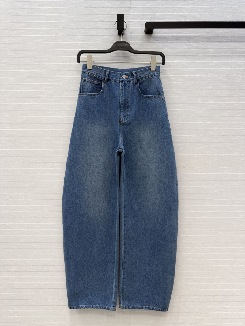 Alaia Signature Cloud Water Blue Washed Denim Jeans | High-Waist Curved Silhouette