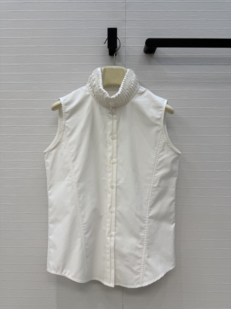 Alaia Imported Cotton Poplin Twisted High-Neck Sleeveless Blouse in Crisp White