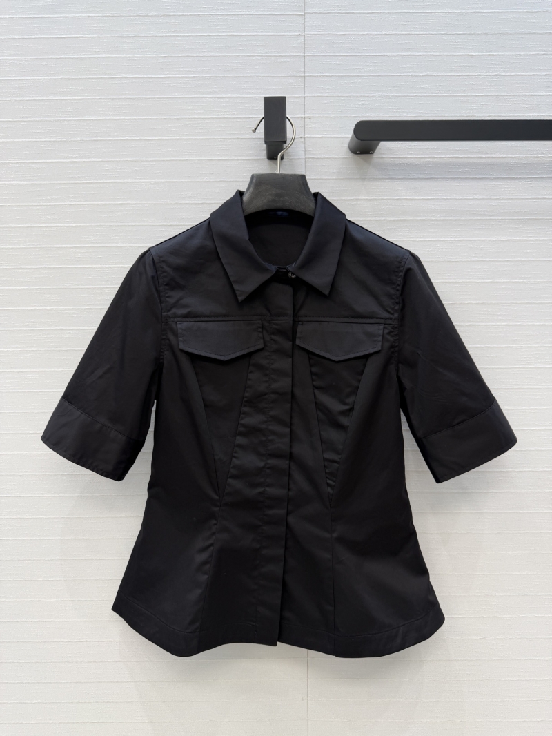 Alaia Tailored Utility Short-Sleeve Shirt in Structured Cotton