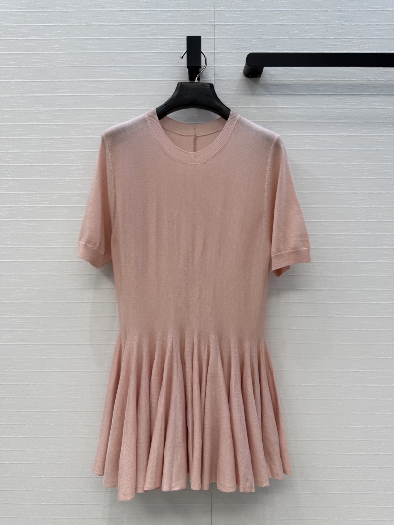 Ala&iuml;a Sumptuous Fine Wool Pleated Peplum Knit Top in Dusty Rose
