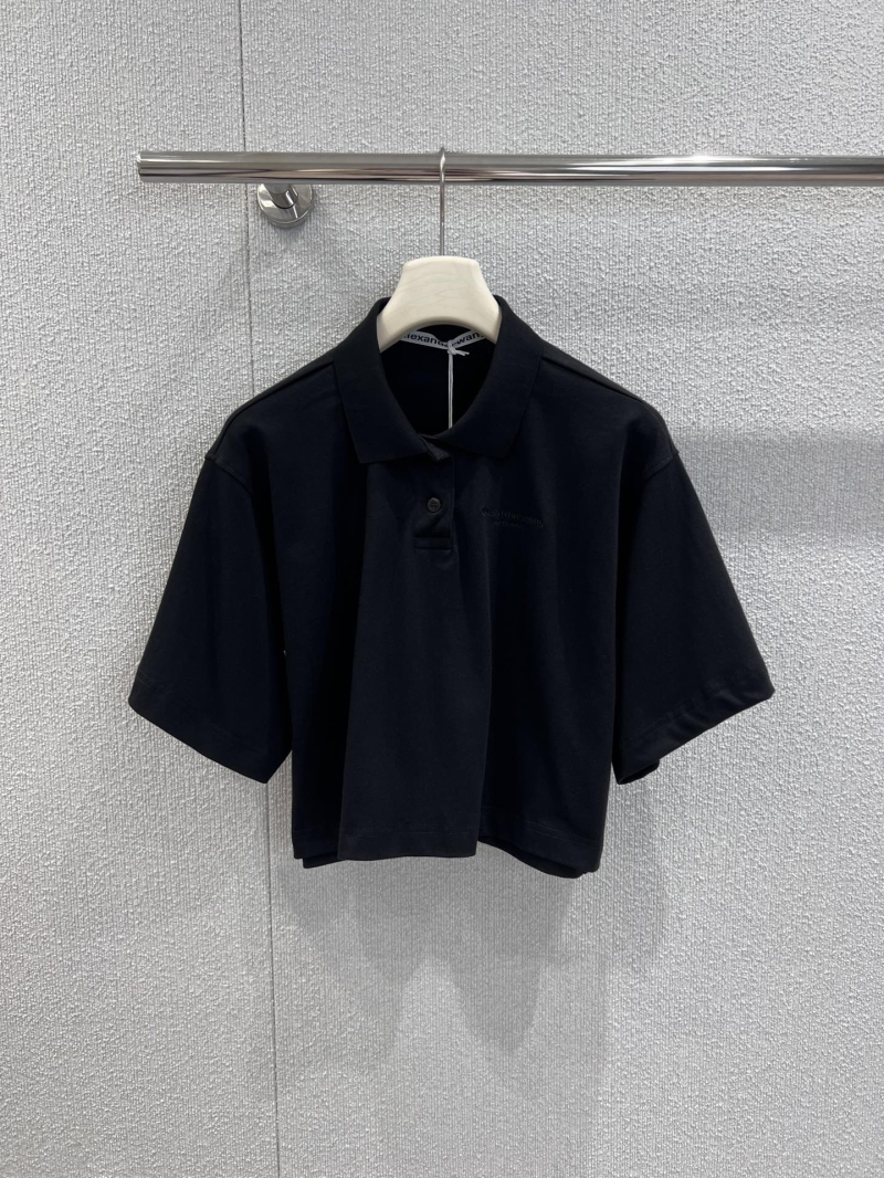 Alexander Wang Black Embroidered Logo Short-Sleeve Polo T-Shirt | Exclusive Luxe Design