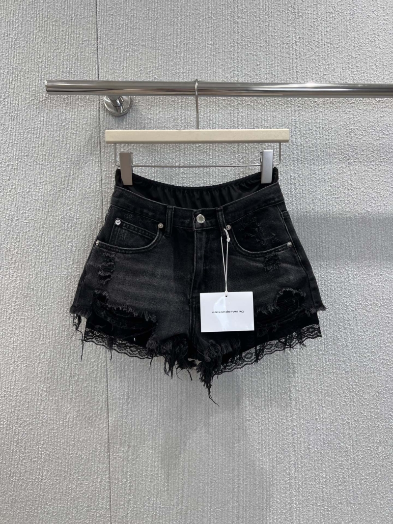 Alexander Wang Spring Summer Faux Two-Piece Lace-Lined Distressed Shorts | Exclusive High-End Edition