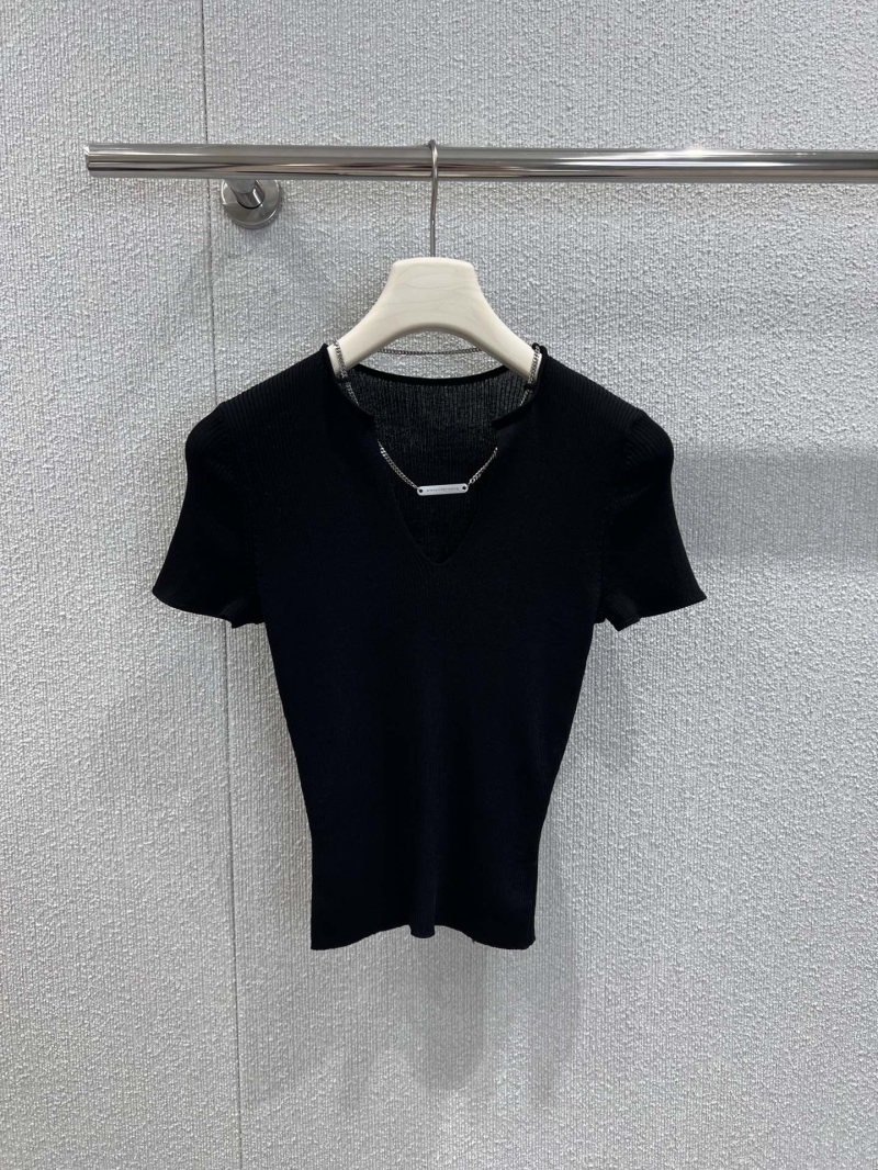 Alexander Wang V-Neck Chain Knit Top - Luxe & Slim-Fit