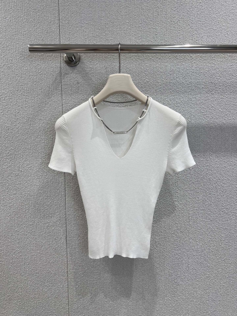 Alexander Wang White V-Neck Chain Knit Top - Sexy & Sleek