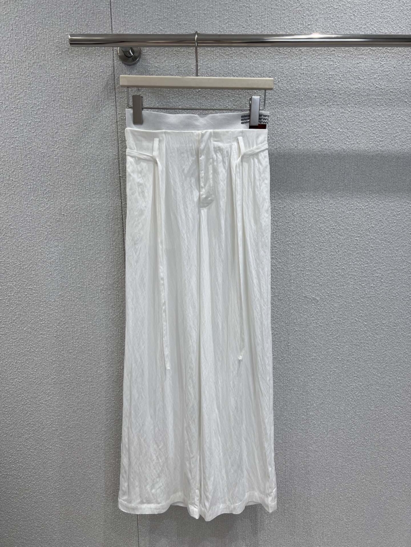 Alexander Wang 25SS Pleated Drawstring Wide-Leg Pants - Luxe White