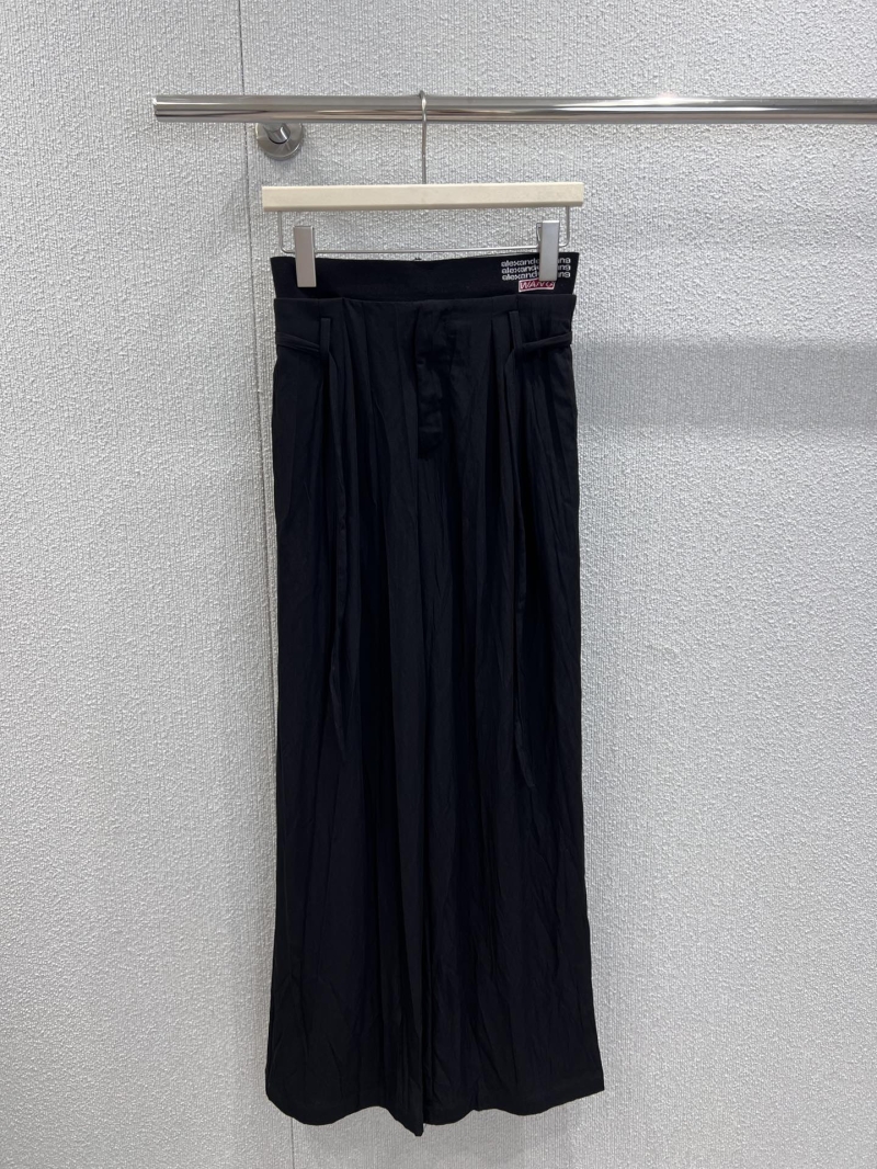 Alexander Wang 25SS Pleated Drawstring Wide-Leg Pants - Luxe Black