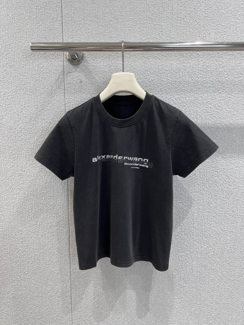 Alexander Wang 25SS Spring Summer Letter Print Round Neck Short Sleeve T-Shirt Black - Exclusive Edition